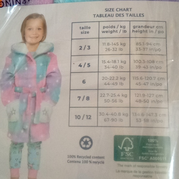 Pekkle XXS 2/3 size bath robe with hood  pockets - Picture 4 of 4